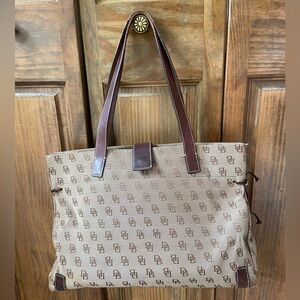 Dooney & Bourke Brown Hobo Bag with Monogram Pattern